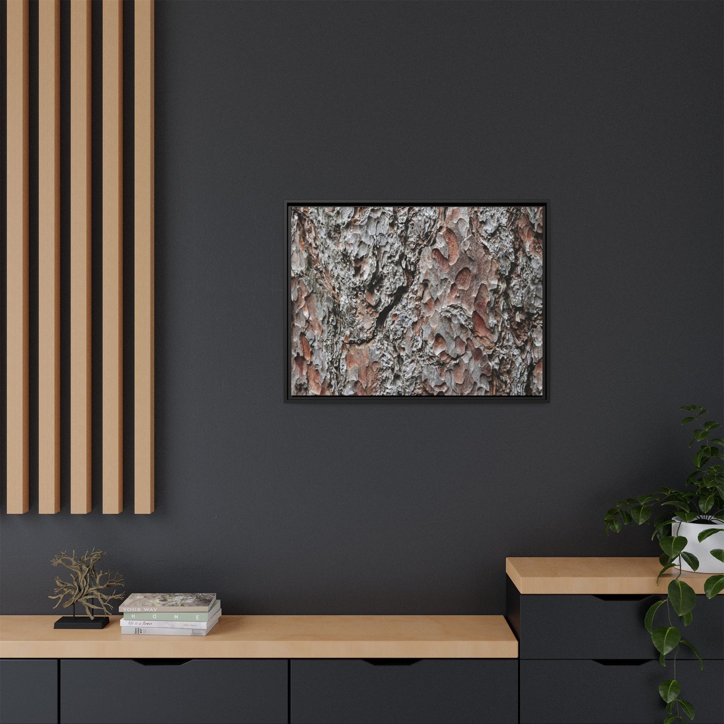 Bark Texture Symphony - Unique Stretched Canvas Wall Art