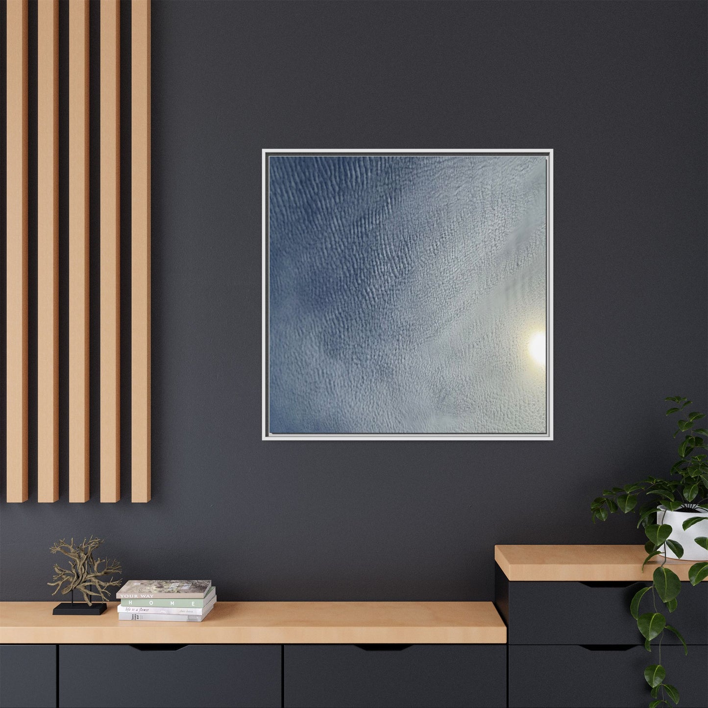 Undulating Whispers of Cerulean Stillness - Unique Stretched Canvas Wall Art