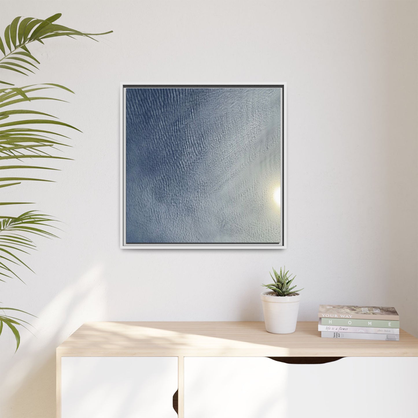 Undulating Whispers of Cerulean Stillness - Unique Stretched Canvas Wall Art