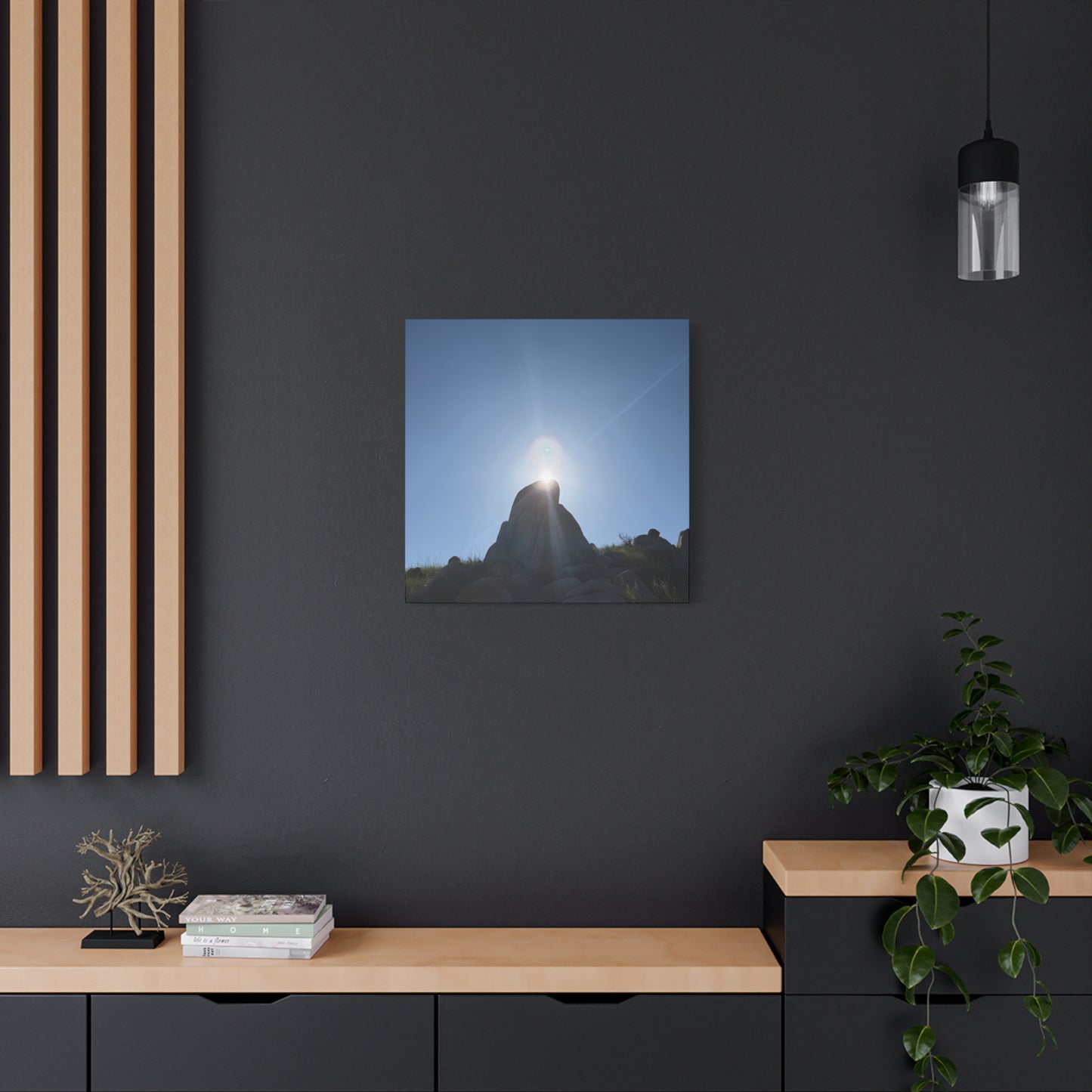 Sunburst Over Stone - Unique Frameless Canvas Wall Art