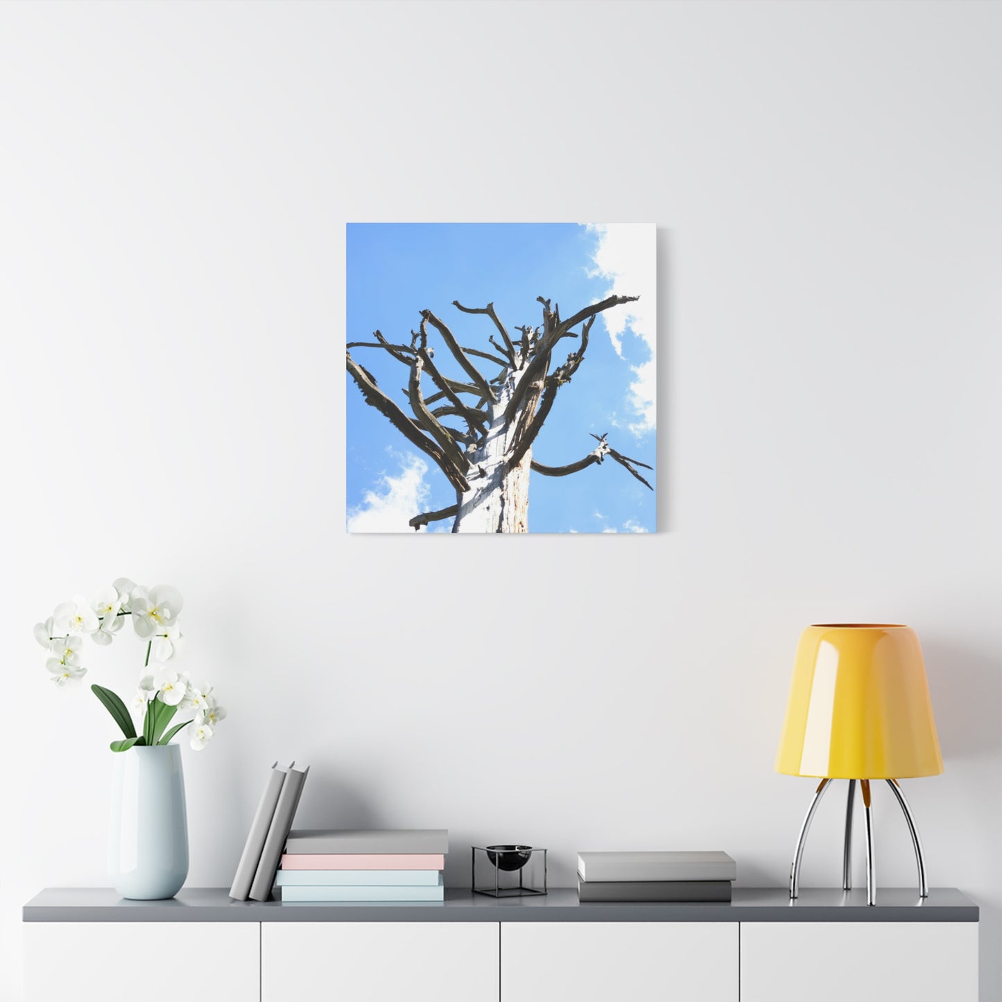 Skeletal Branches Reaching - Unique Frameless Canvas Wall Art