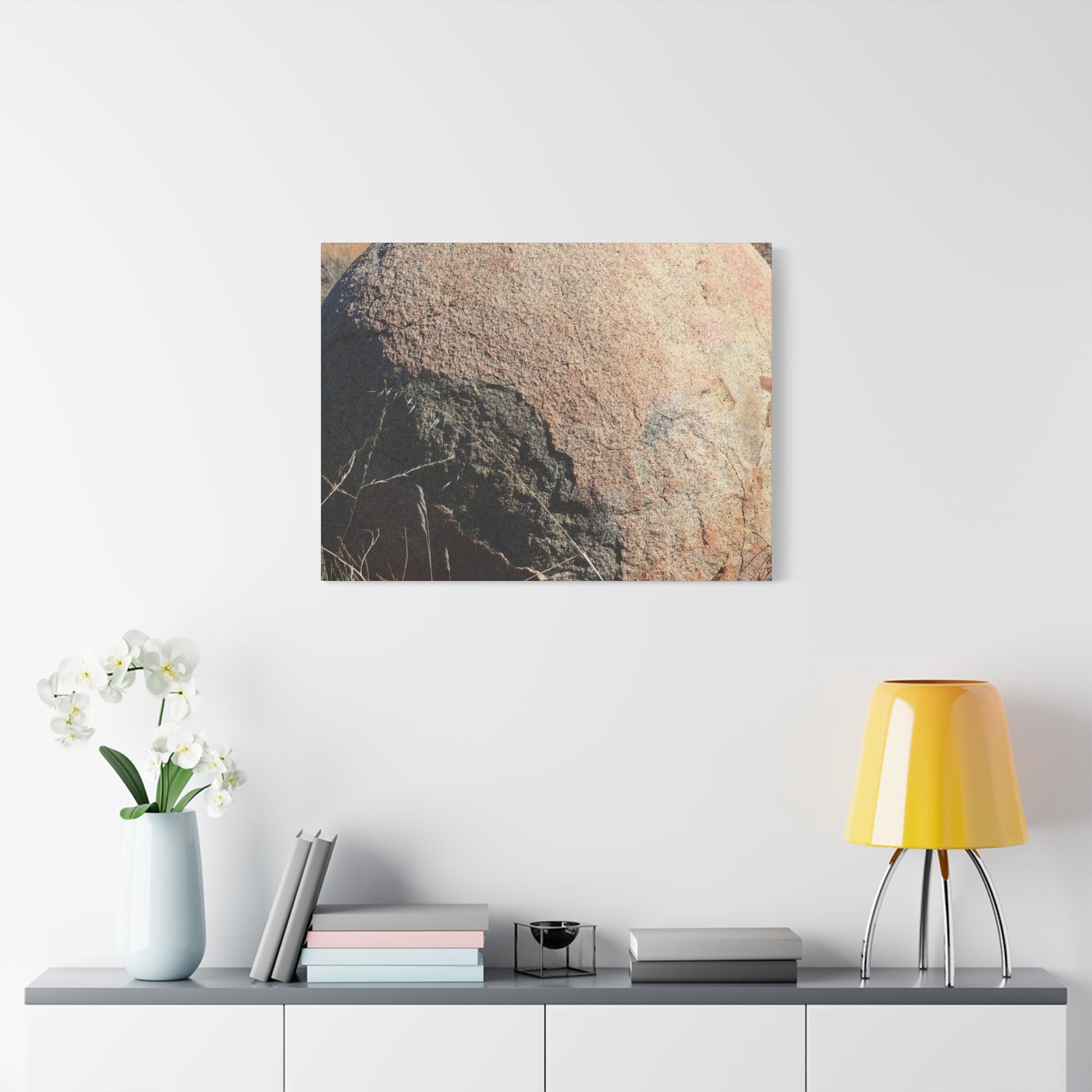 Stone Sphere in Arid Landscape - Unique Stretched Canvas Wall Art - Art By Earth