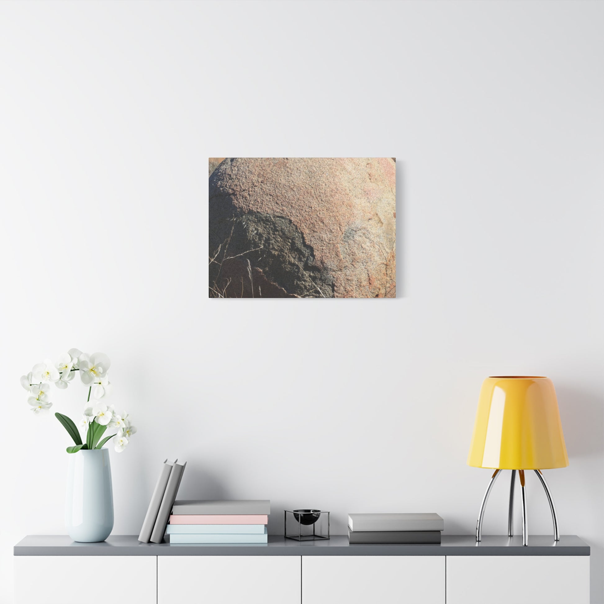 Stone Sphere in Arid Landscape - Unique Stretched Canvas Wall Art - Art By Earth