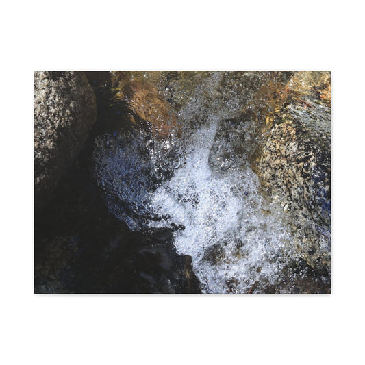 Water's Whisper Between Stone - Unique Frameless Canvas Wall Art