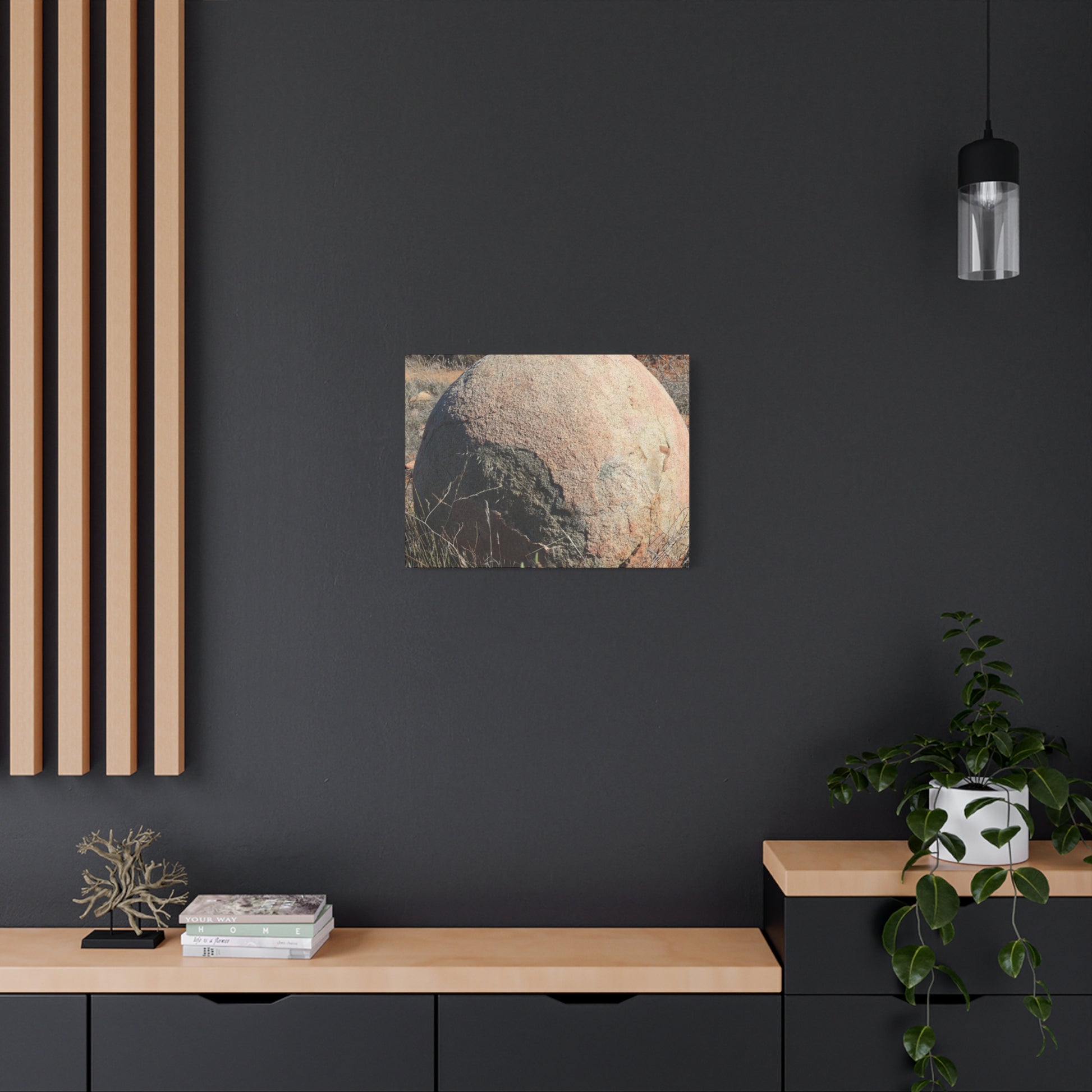 Spherical Stone at Rest - Unique Stretched Canvas Wall Art - Art By Earth