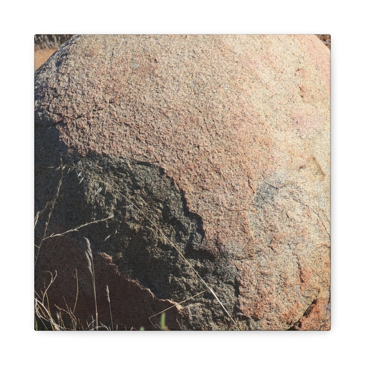 Stone Sphere in Arid Landscape - Unique Stretched Canvas Wall Art - Art By Earth