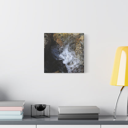 Water's Whisper Between Stone - Unique Frameless Canvas Wall Art