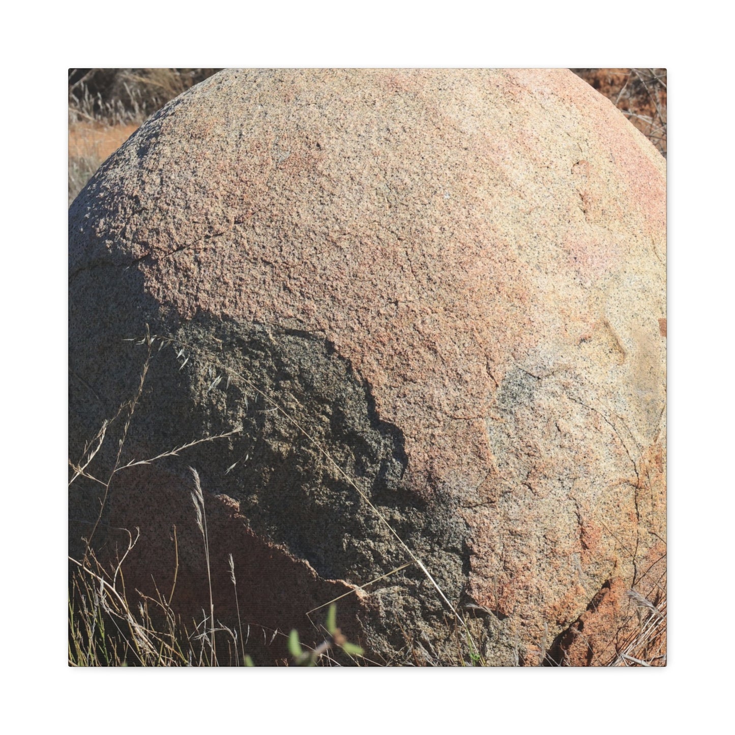 Stone Sphere in Arid Landscape - Unique Stretched Canvas Wall Art - Art By Earth