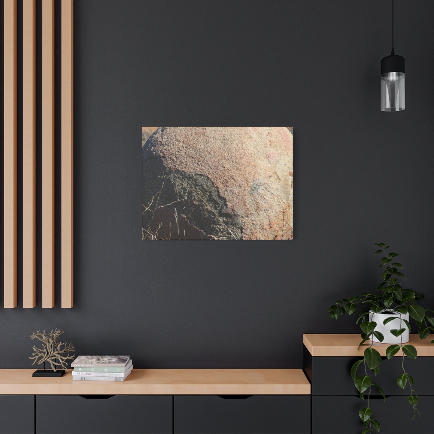 Stone Sphere in Arid Landscape - Unique Stretched Canvas Wall Art - Art By Earth
