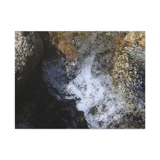 Water's Whisper Between Stone - Unique Frameless Canvas Wall Art