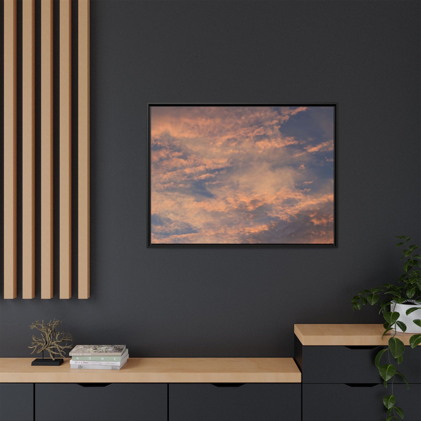 Sunset's Ethereal Canvas - Unique Stretched Canvas Wall Art