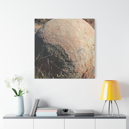 Stone Sphere in Arid Landscape - Unique Stretched Canvas Wall Art - Art By Earth