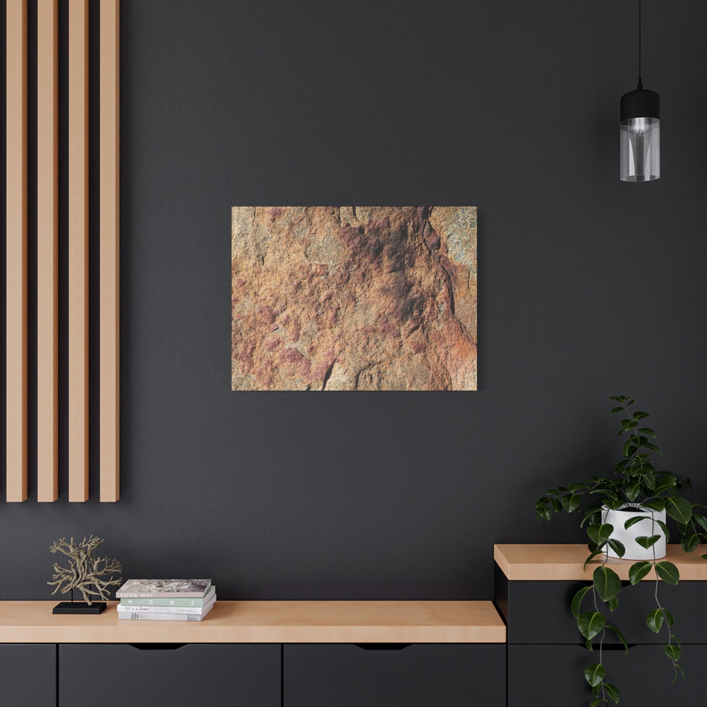 Lithic Veins of Ember - Unique Frameless Canvas Wall Art