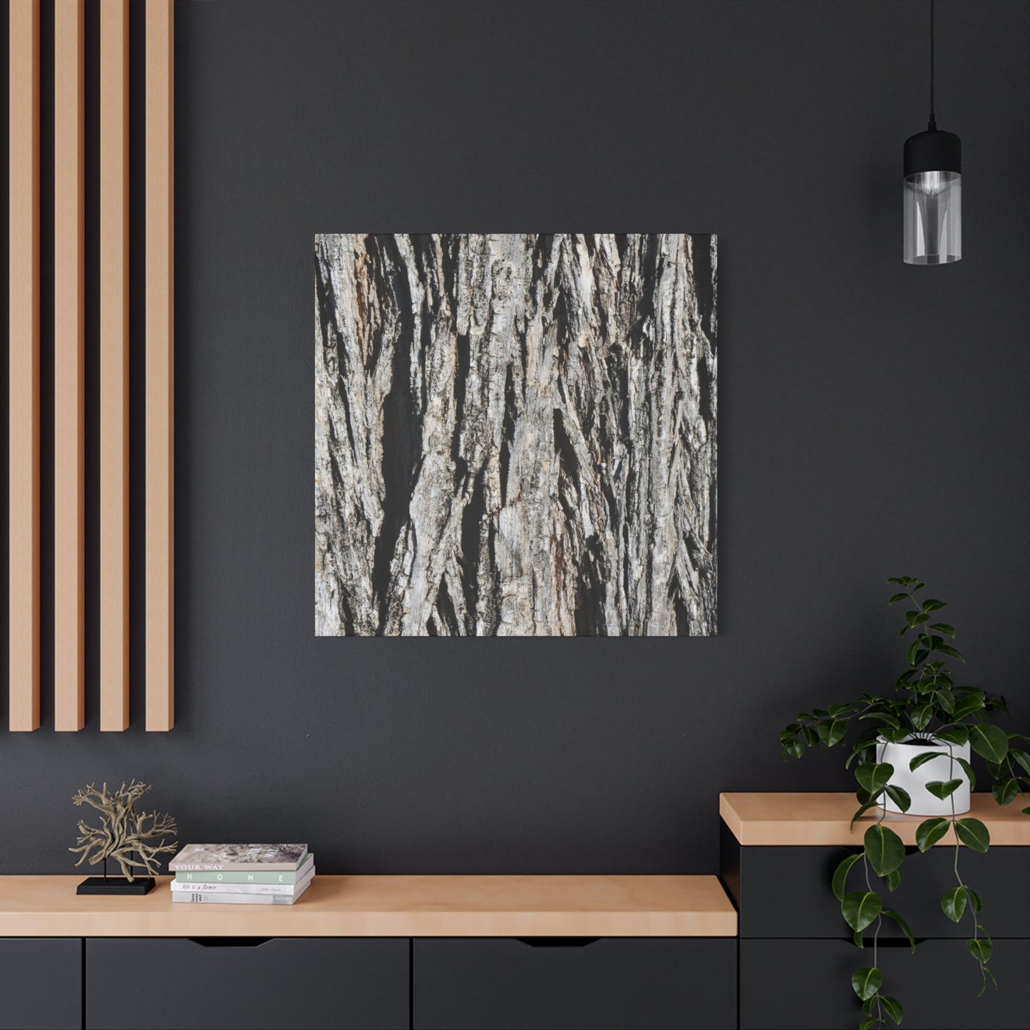 Bark Layers in Monochrome - Unique Frameless Canvas Wall Art