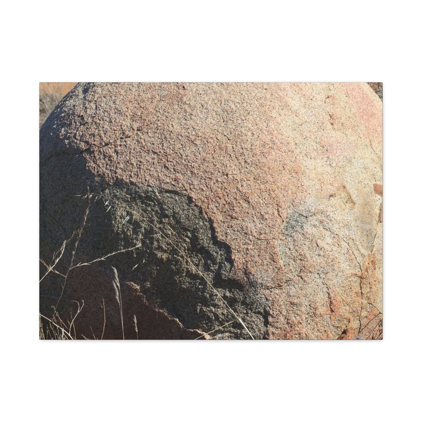 Stone Sphere in Arid Landscape - Unique Stretched Canvas Wall Art - Art By Earth