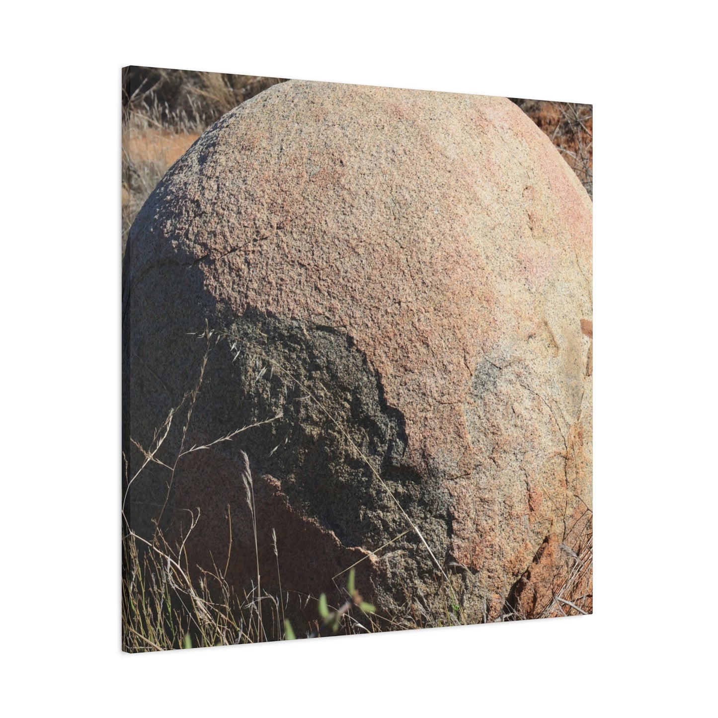 Stone Sphere in Arid Landscape - Unique Stretched Canvas Wall Art - Art By Earth