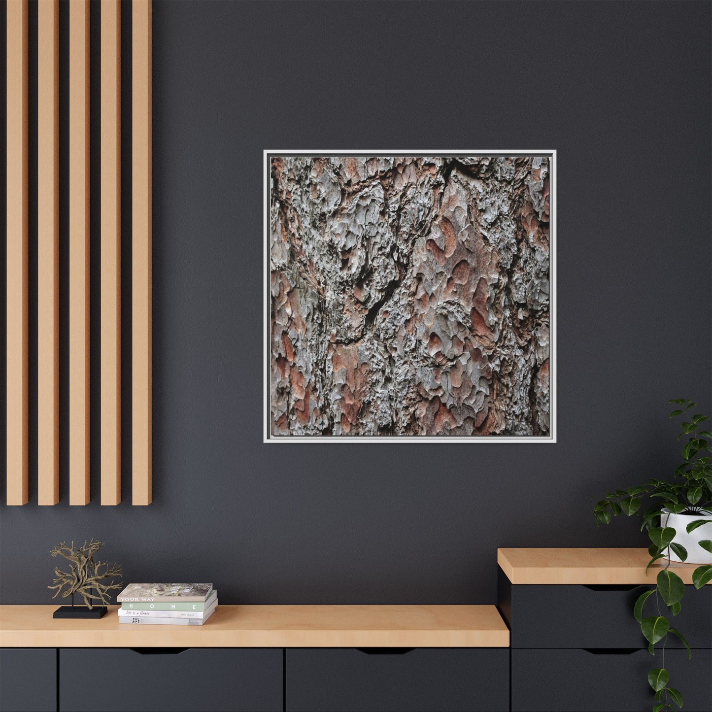 Bark Texture Symphony - Unique Stretched Canvas Wall Art