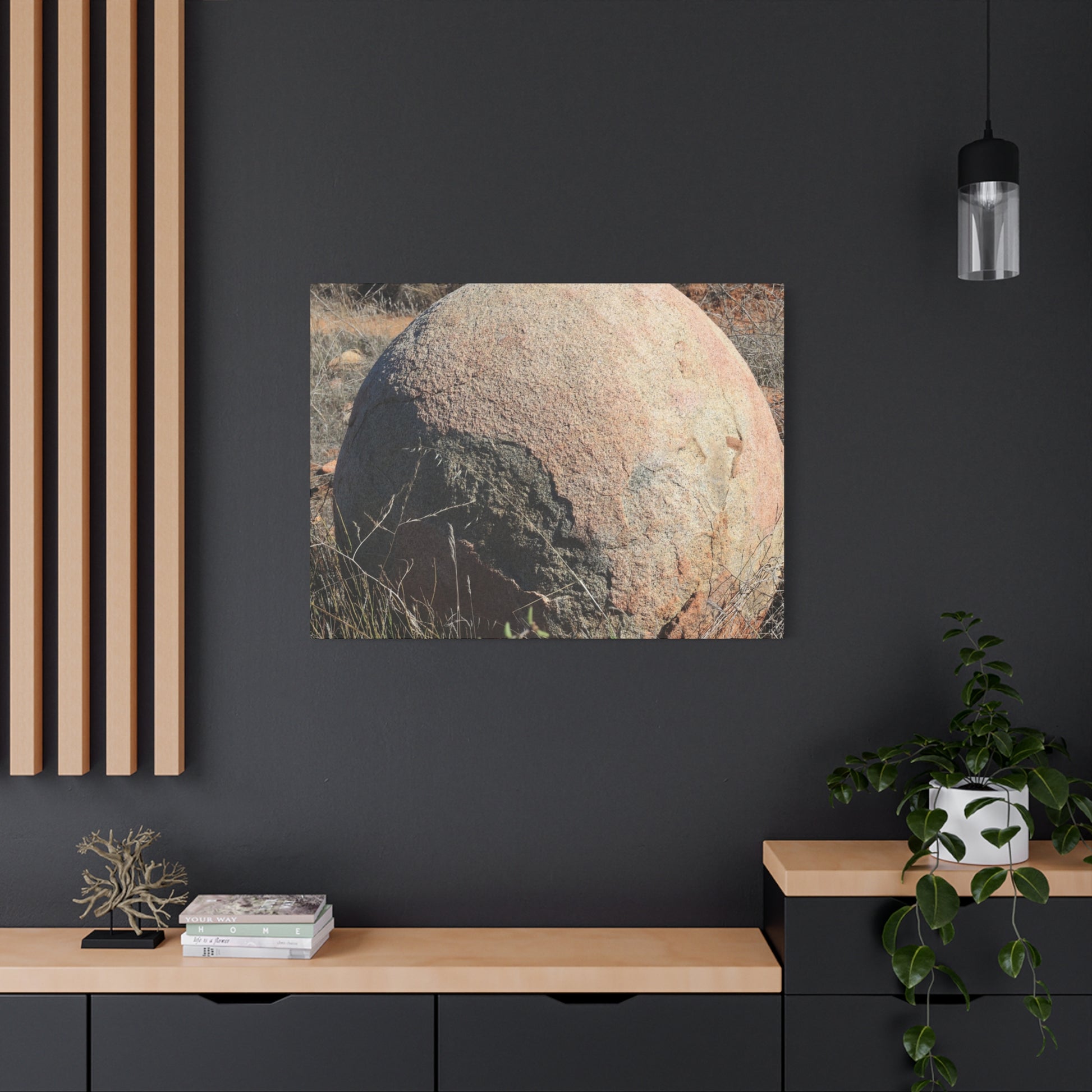 Spherical Stone at Rest - Unique Stretched Canvas Wall Art - Art By Earth